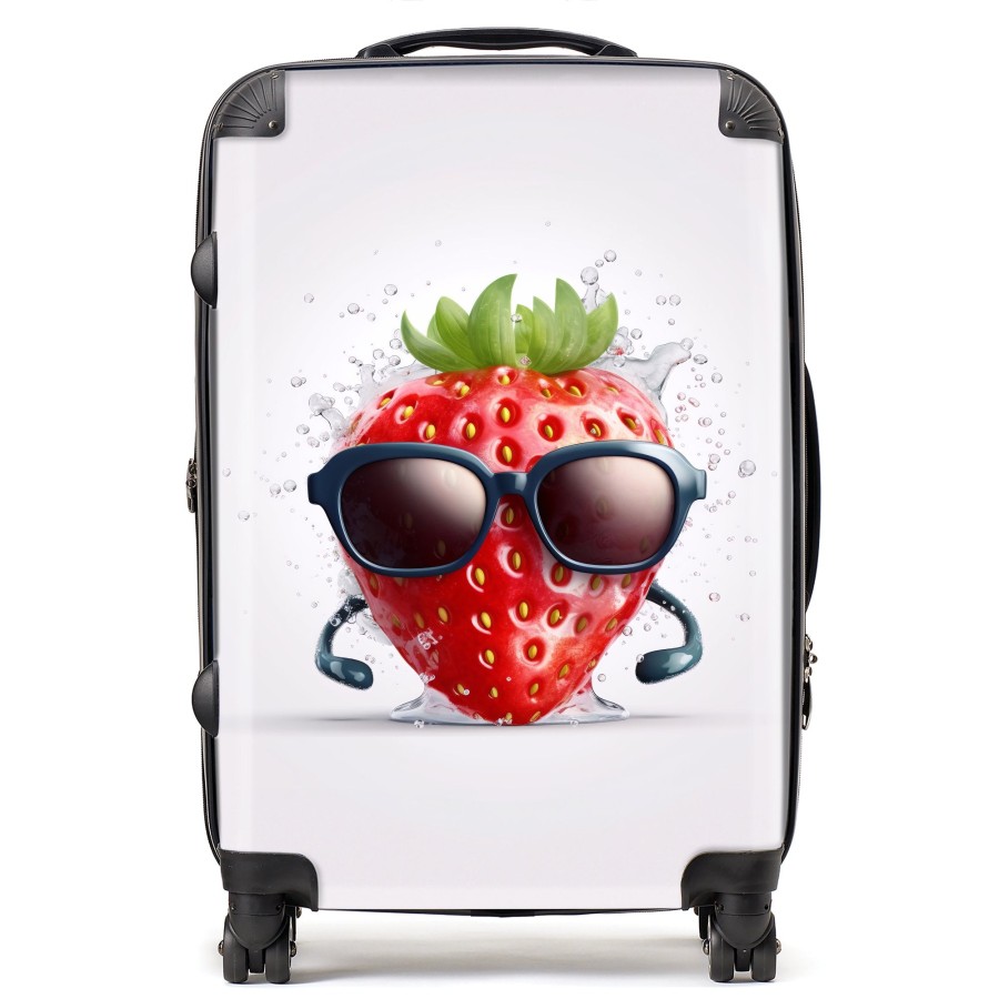 Click to view product details and reviews for Strawberry In Glasses Suitcase Medium.
