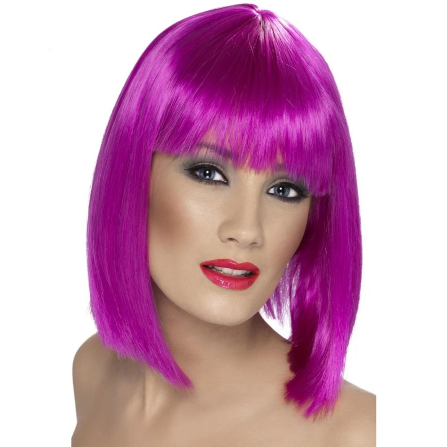 Click to view product details and reviews for Womens Glam Fancy Dress Wig Neon Purple Short Blunt Style With Fringe.