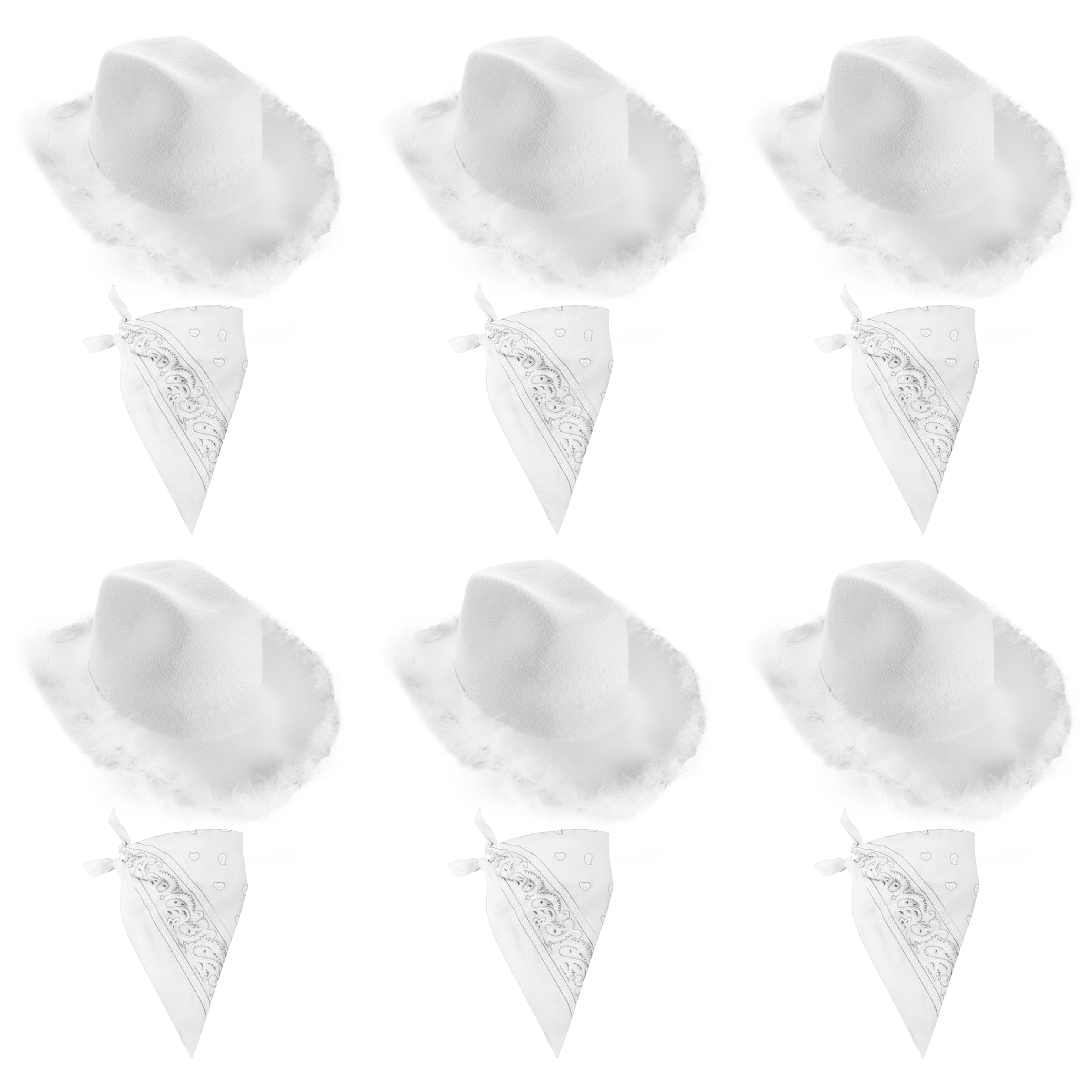 Click to view product details and reviews for White Cowboy Hat White Bandana Pack Of 6.