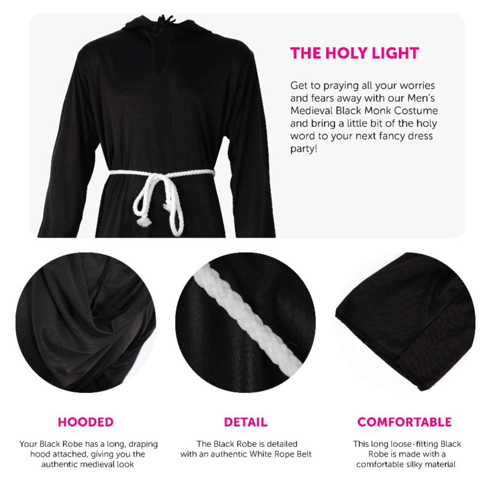 Adults Black Monk Costume