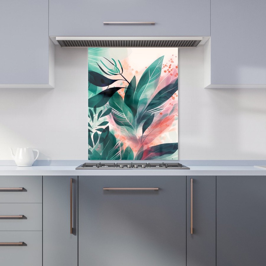 Click to view product details and reviews for Green Feather Leaves Tropical Kitchen Splashback W600mm X H750mm.