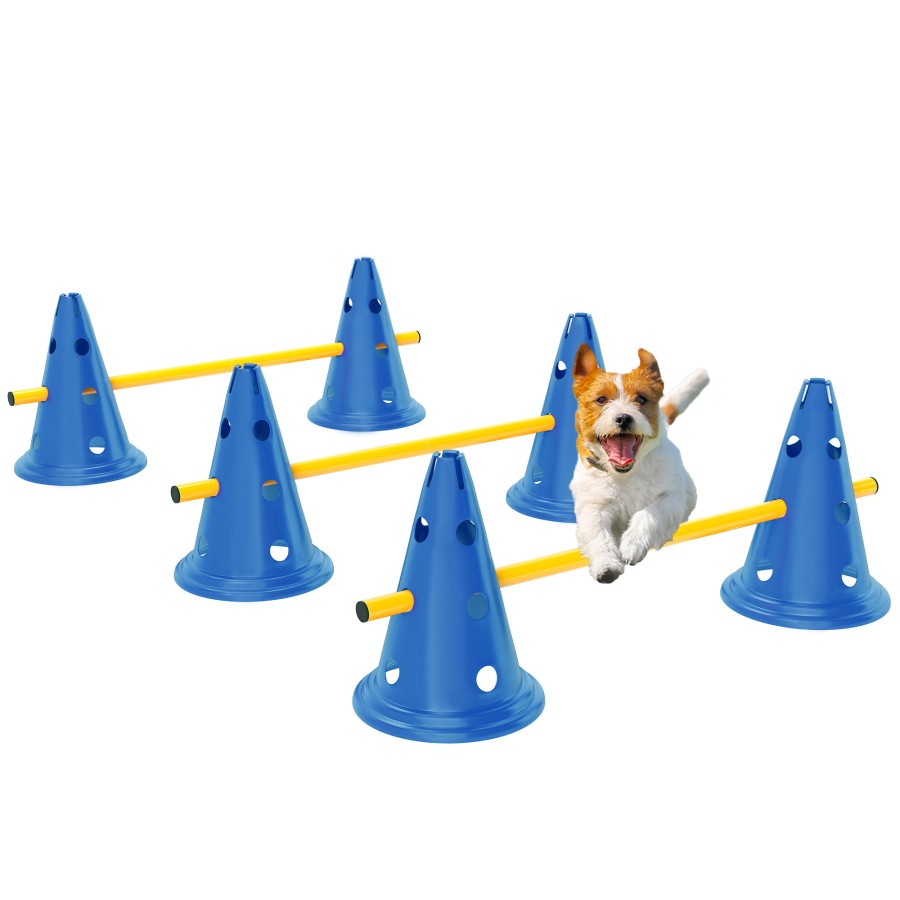 Click to view product details and reviews for Pawhut Dog Agility Equipment Set Portable Pet Jump Training Kit For Six Cones Six Poles With Carry Bag Three Piece Adjustable Height Jumping Obstac.
