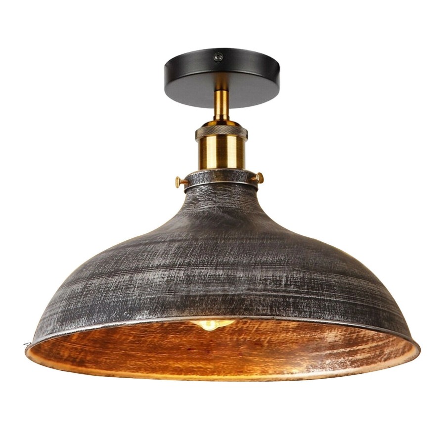 Click to view product details and reviews for Metal Semi Flush Ceiling Lighting Retro E27 Mount Kitchen Ceiling Lamp 1300 Without Bulb Brushed Silver.