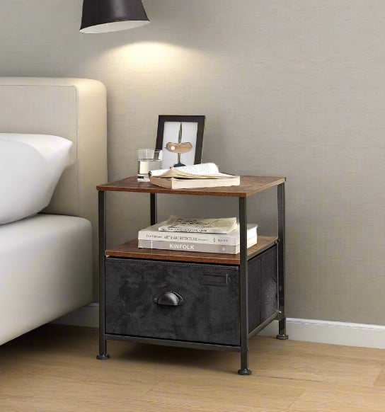 Click to view product details and reviews for Nightstand Featuring Fabric Drawer Bedside Table.