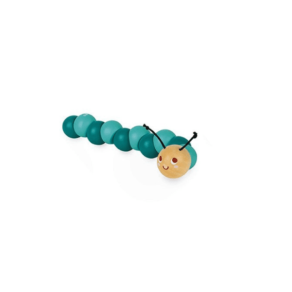 Click to view product details and reviews for Wiggly Caterpillar Wooden Jointed Clutching Toy Turquoise.