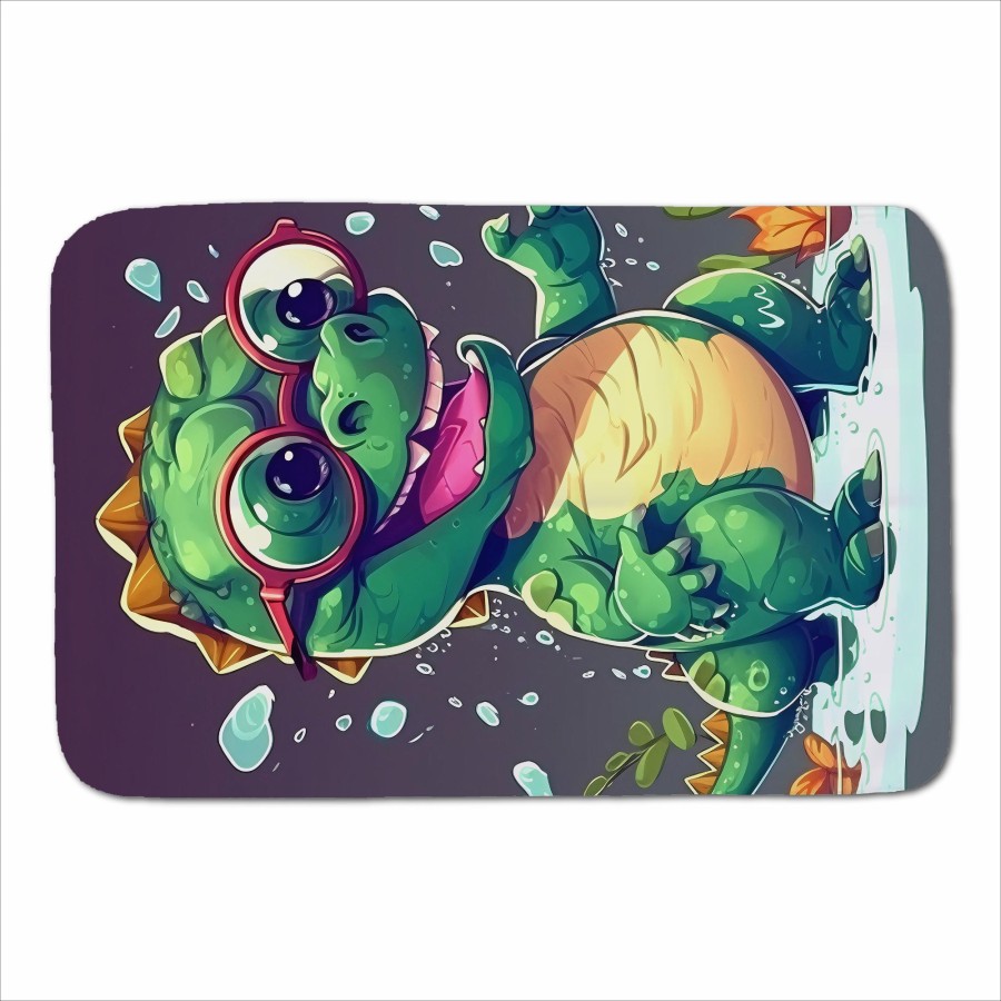 Happy Dino In A Puddle Sherpa Blanket