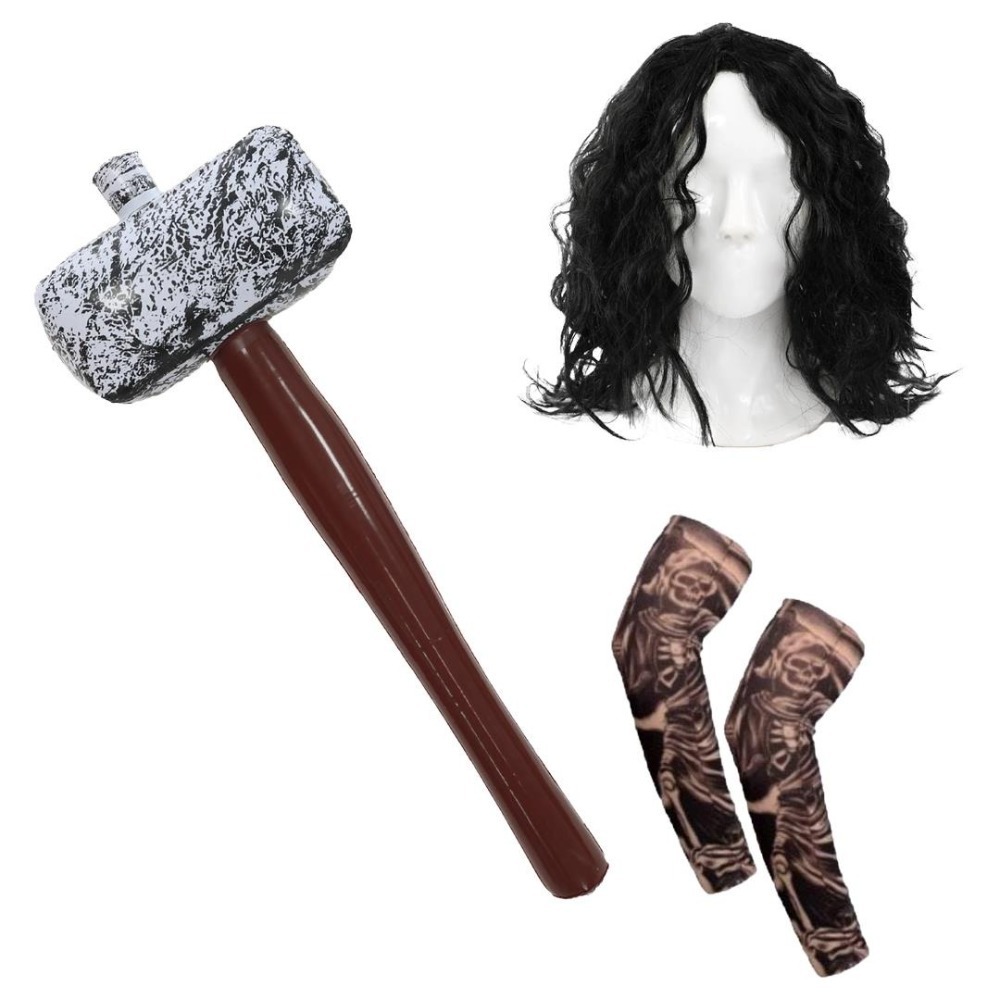 Click to view product details and reviews for Adults Gladiator Accessory Set 3 Pcs Wig Inflatable Hammer Tattoo Sleeves.