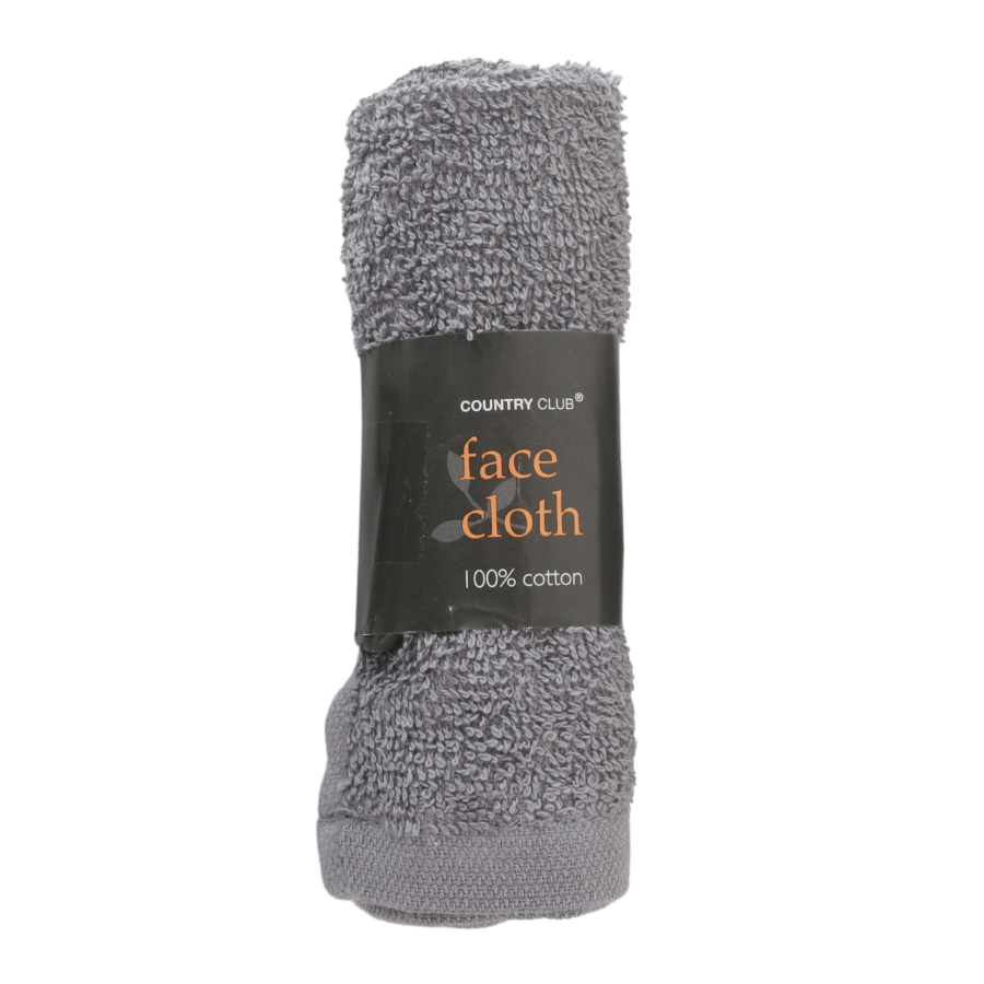 Country Club Super Soft 100% Cotton Face Cloth Flannel Gentle 30X30cm - Grey