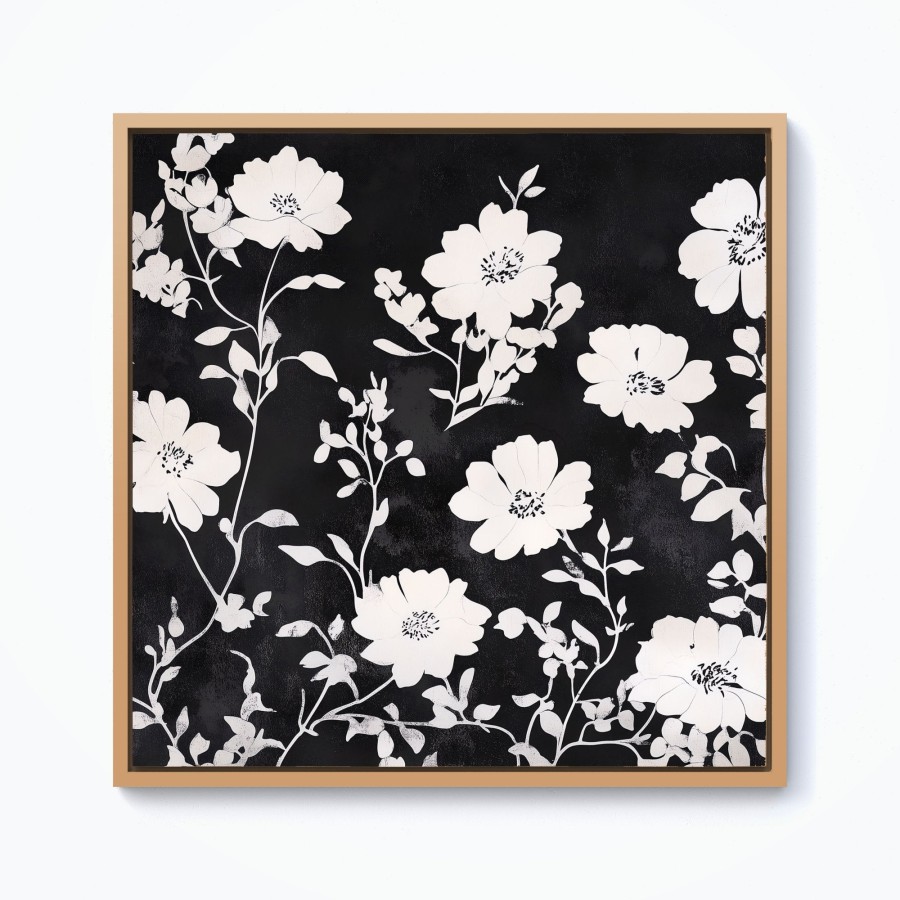Click to view product details and reviews for Black And White Floral Silhouette Framed Canvas 10 X 10 Pine.