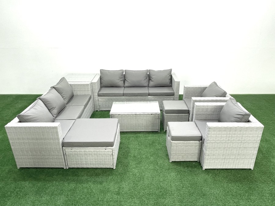 Click to view product details and reviews for Fimous Outdoor Rattan Sofa Garden Furniture Set With 2 Armchairs Oblong Coffee Table 3 Footstools Side Table Light Grey Mixed. Click to view product details and reviews for Fimous Outdoor Rattan Sofa Garden Furniture Set With 2 Armchairs Oblong Coffee Table 3 Footstools Side Table Light Grey Mixed.