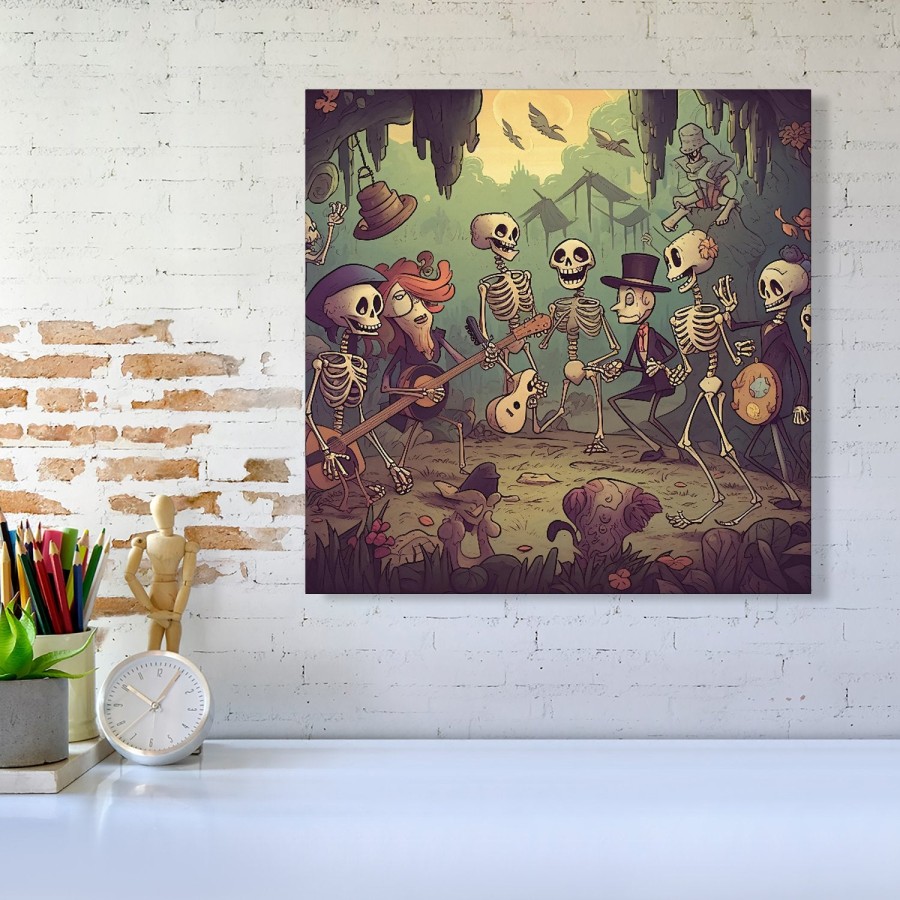 Click to view product details and reviews for Cartoonish Skeletons Having A Party Canvas Large 30 X 30.