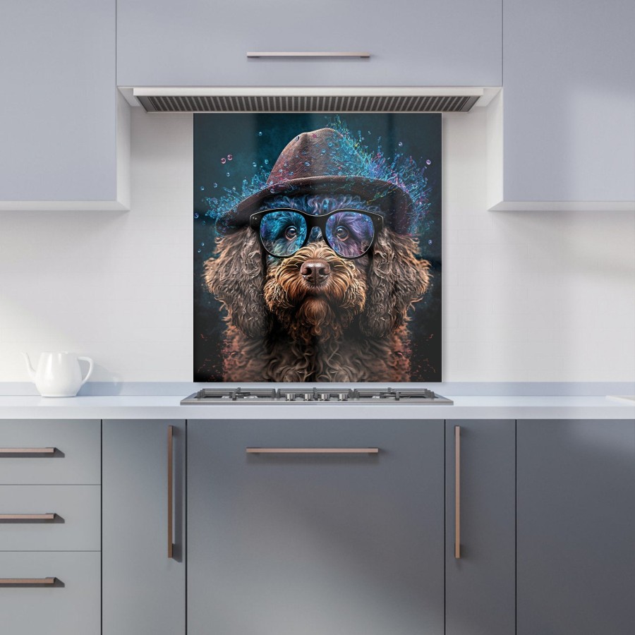 Click to view product details and reviews for Labradoodle Dog With Glasses Splashart Kitchen Splashback W600mm X H650mm.
