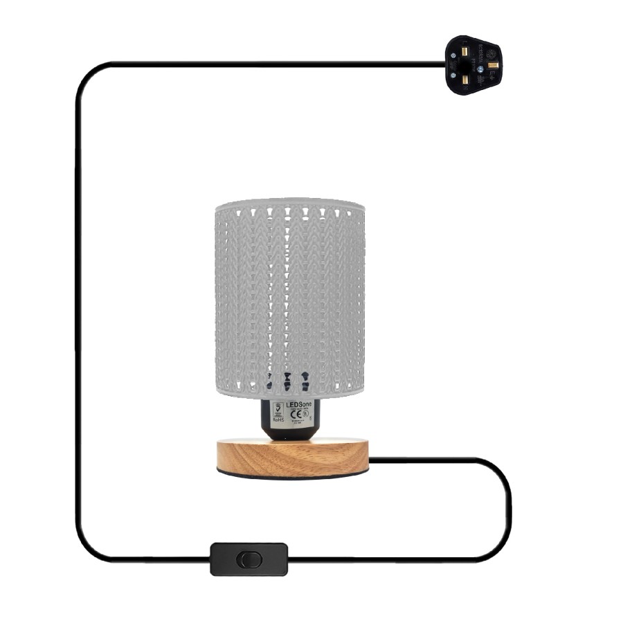 Click to view product details and reviews for Metal Wire Cage Desk Lamp Plugin Wooden Base Table Lamp 5358 White No.
