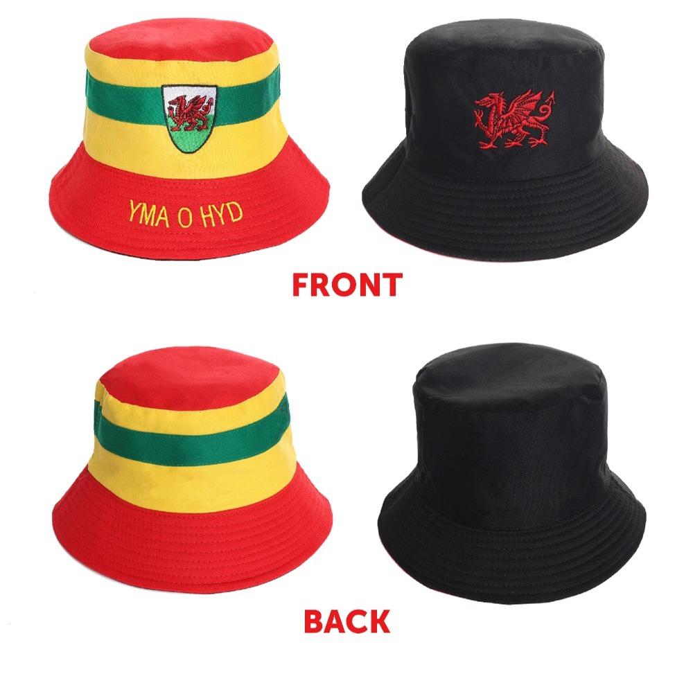 Pack of 6 Childs Reversible Black Welsh Bucket Hat
