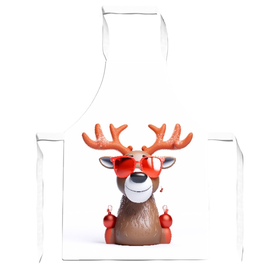 Click to view product details and reviews for Smiling Rudolph In Glasses Apron Adult.