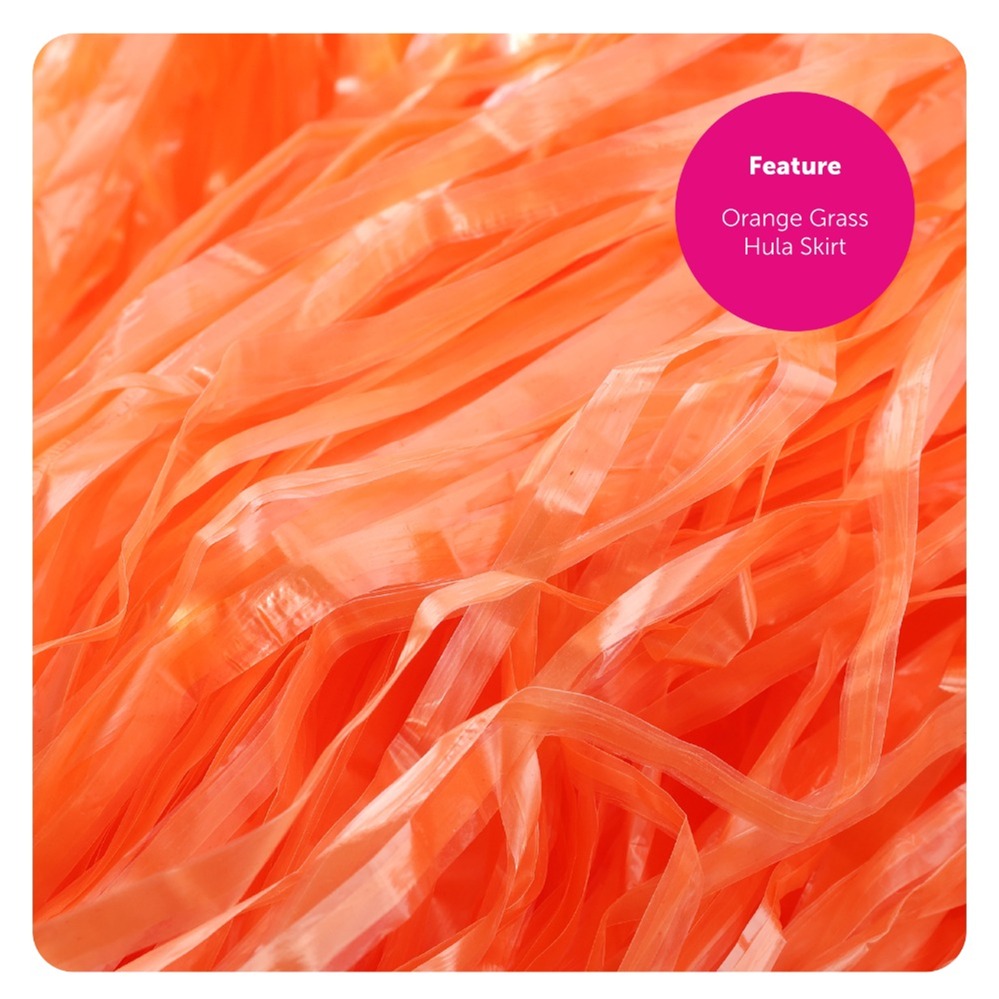 40cm Orange Short Hawaiian Hula Skirt with Orange Waistband