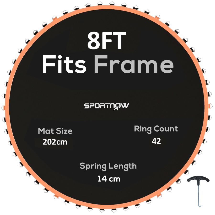 SPORTNOW Trampoline Mat with 42 V-Hooks, for 8ft Trampoline, Orange