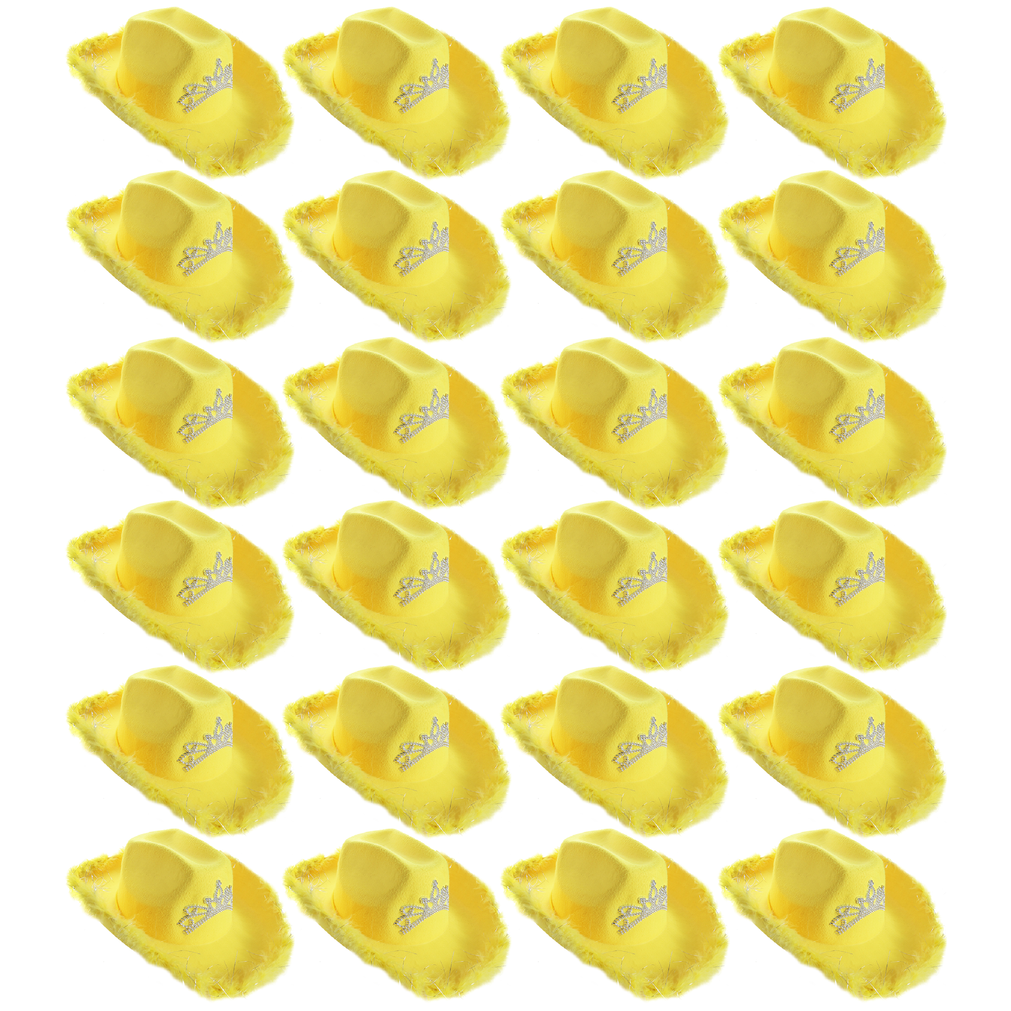 Click to view product details and reviews for Yellow Tiara Cowgirl Hat With Marabou Trim Pack Of 24.