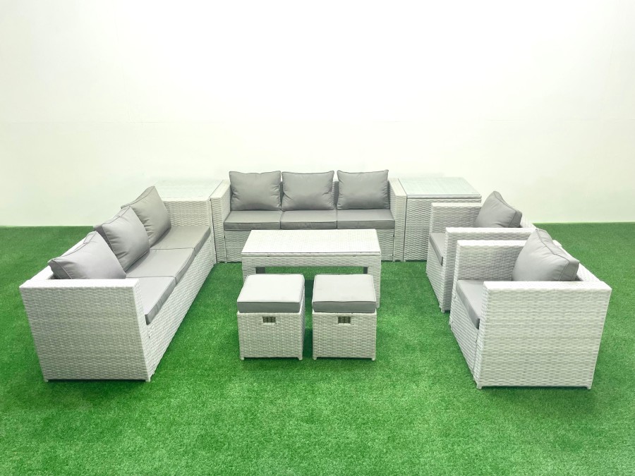Click to view product details and reviews for Fimous Outdoor Garden Furniture Rattan Sofa Set With 2 Armchairs Oblong Coffee Table 2 Small Footstools 2 Side Tables Light Grey Mixed. Click to view product details and reviews for Fimous Outdoor Garden Furniture Rattan Sofa Set With 2 Armchairs Oblong Coffee Table 2 Small Footstools 2 Side Tables Light Grey Mixed.