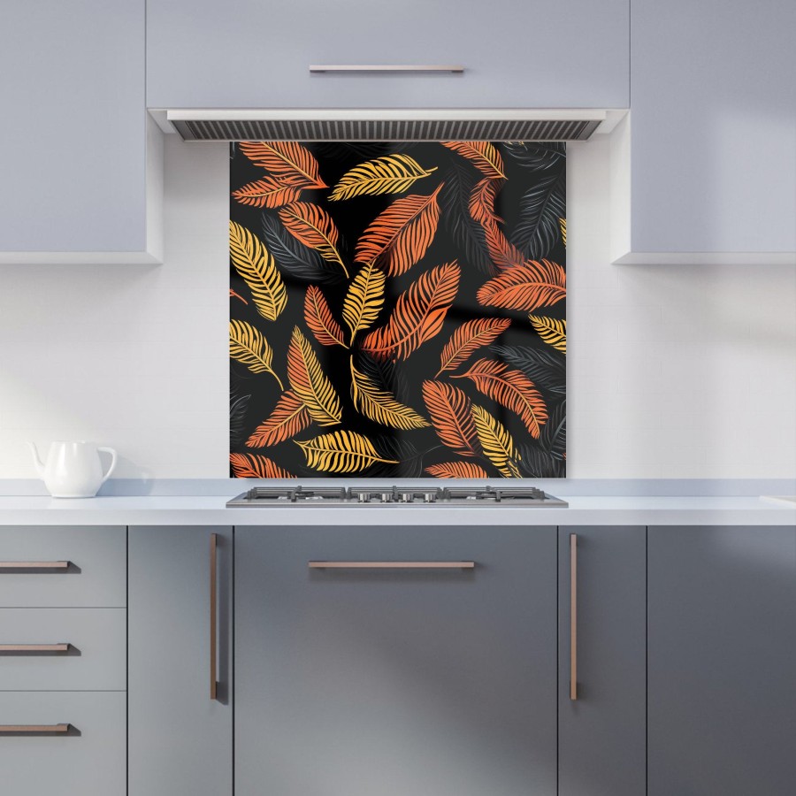 Click to view product details and reviews for Orange Feather Leaves Kitchen Splashback W600mm X H600mm.
