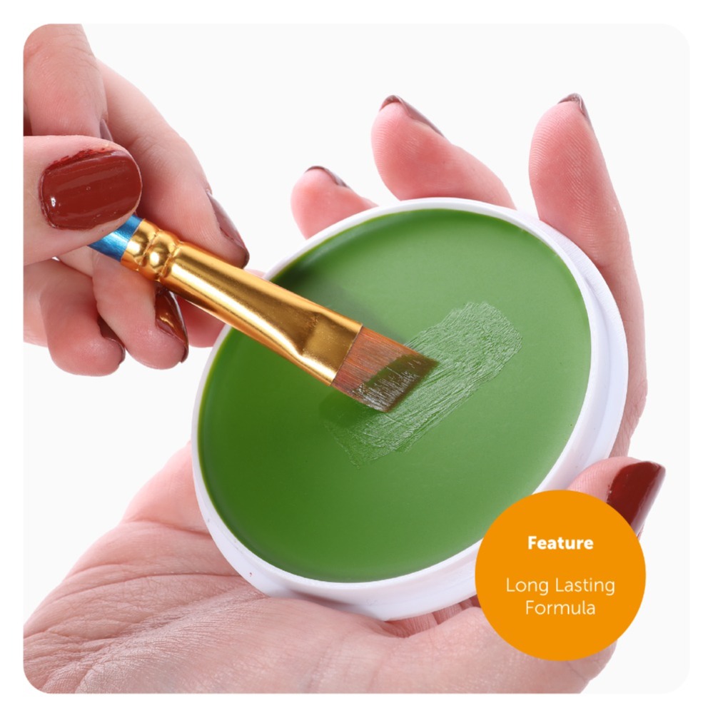 Ladies Witch Costume - Dress Hat, Broom & Green Face Paint