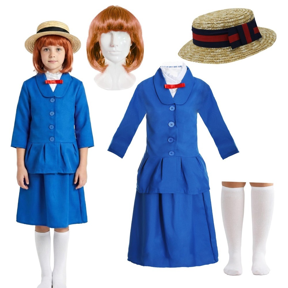 Click to view product details and reviews for Girls Madeline Costume 5 Pcs Jacket Skirt Hat Wig Socks Large.