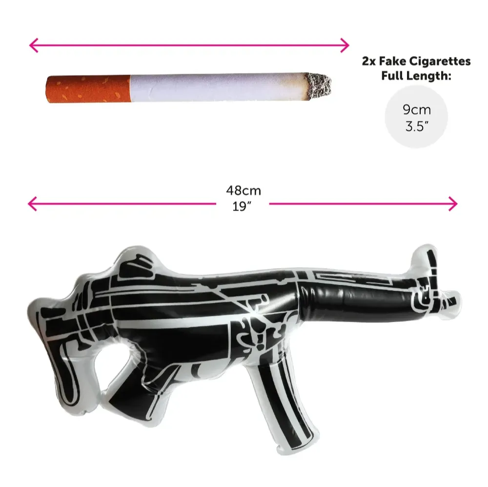 Adults John McClane Costume | 5 Pcs | White Vest, Badge, Fake Cigarettes, Inflatable Gun & Fake Blood