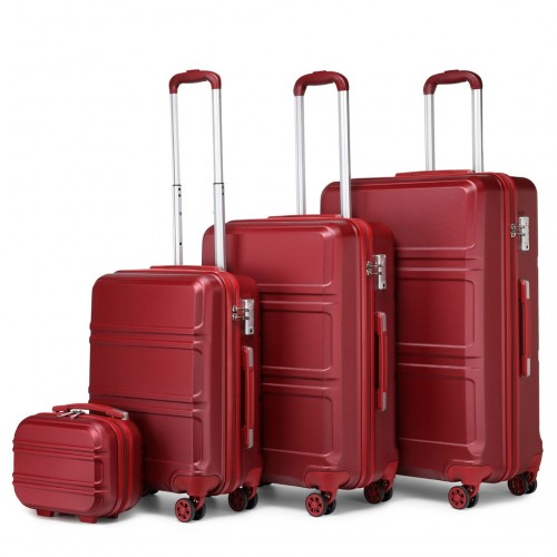 Click to view product details and reviews for K1871 1l Kono Abs Sculpted Horizontal Design 4 Pcs Suitcase Set With Vanity Case Burgundy.