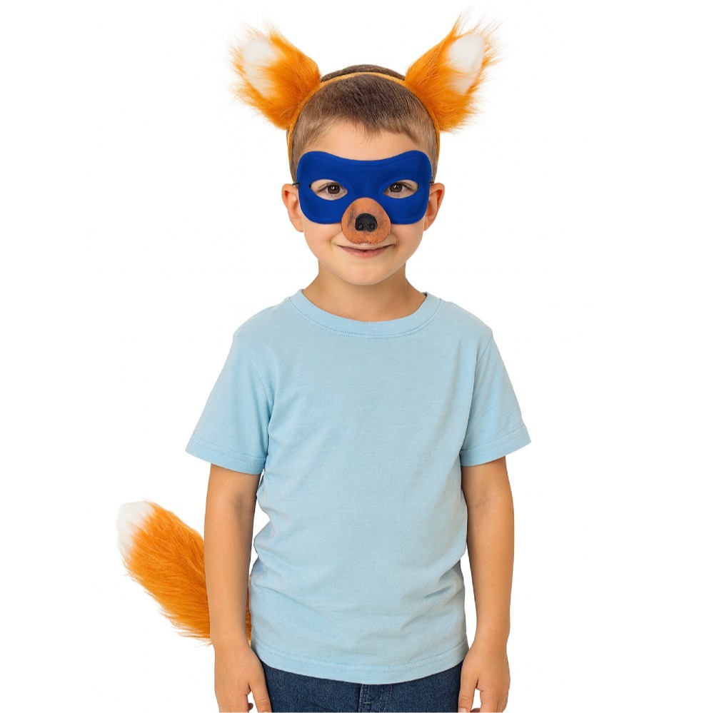 Swiping Fox Costume Set | 4 Pcs | Ears, Nose, Mask & Thick Tail