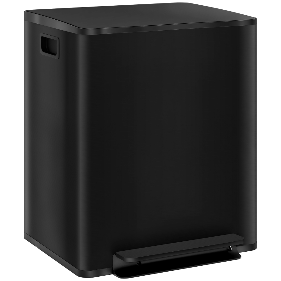 Click to view product details and reviews for Homcom Dual Kitchen Bin 2 X 25l Stainless Steel Double Pedal Bin With Soft Close Lid Removable Inner Buckets And Handles For Recycling And Waste Bl.