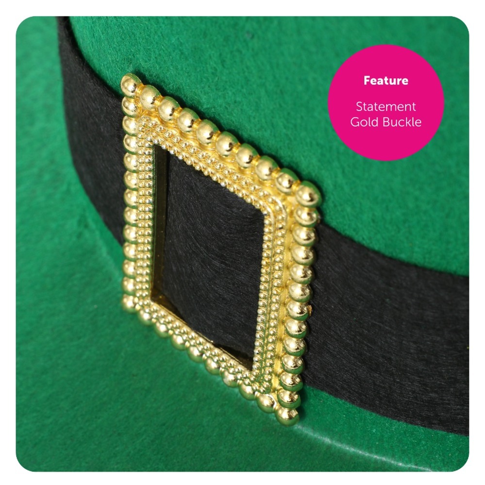 Irish Buckle Top Hat with Short Red Wig & Green Braces