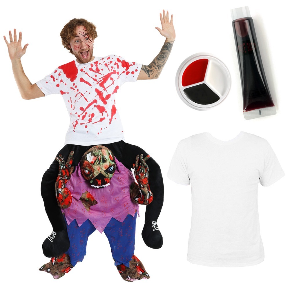Halloween Zombie Pick me up Costume with Fake Blood & Face Paint
