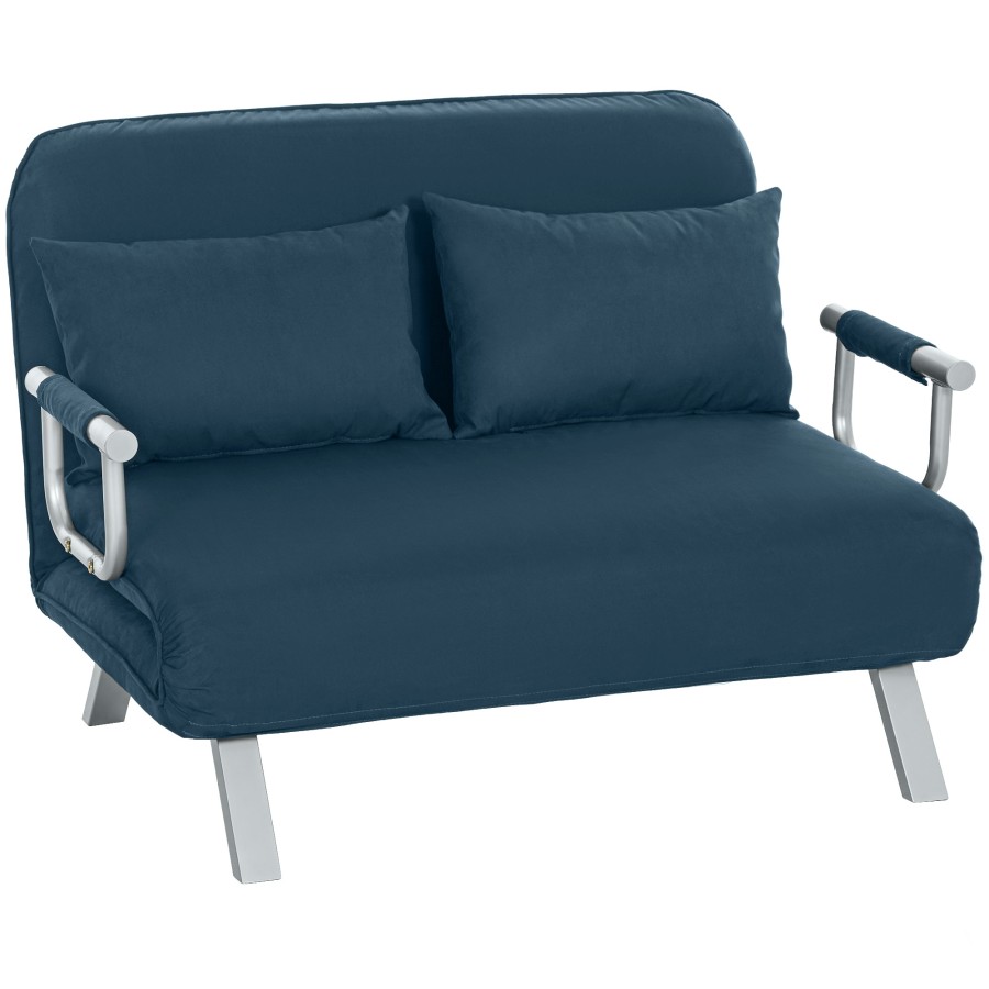 Click to view product details and reviews for Homcom 2 Seater Sofa Bed Click Clack Convertible Bed Settee Modern Velvet Feel Fabric Sofa With 2 Cushions For Living Room Bedroom Guest Room Nav.