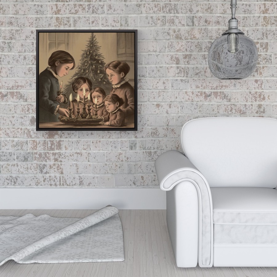 Click to view product details and reviews for Christmas Candles Framed Canvas 16 X 16 Black.