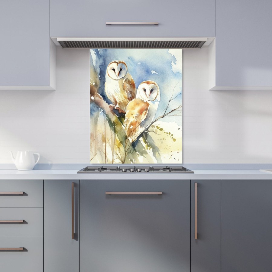 Click to view product details and reviews for Barn Owls Watercolour Kitchen Splashback W600mm X H750mm.