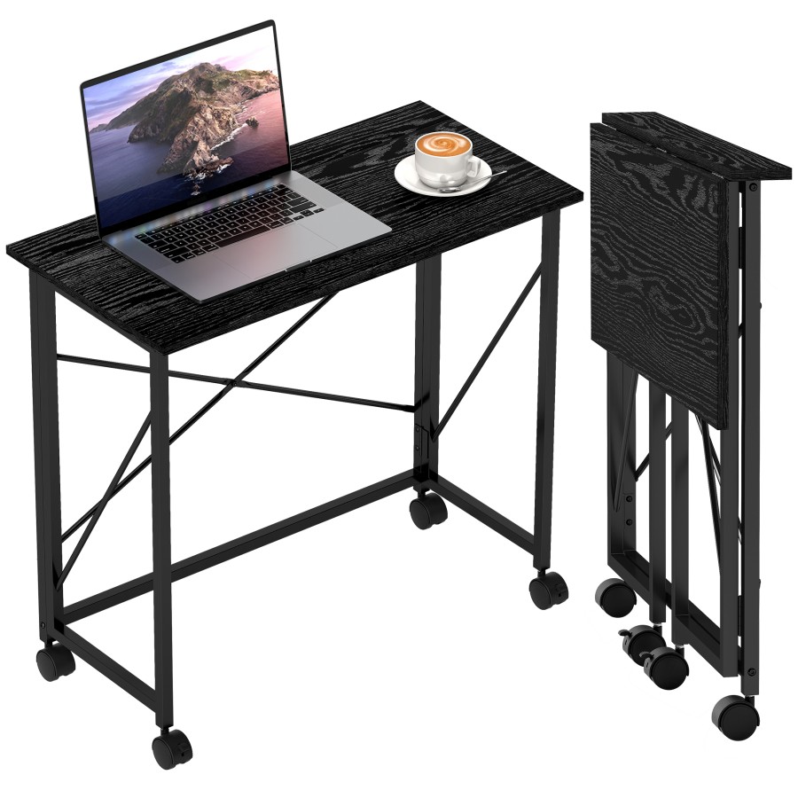 Click to view product details and reviews for Homcom Small Folding Desk 80 Cm Foldable Computer Desk On Wheels For Small Space Easy Assembly Space Saving Writing Table For Home Office Bedroom.