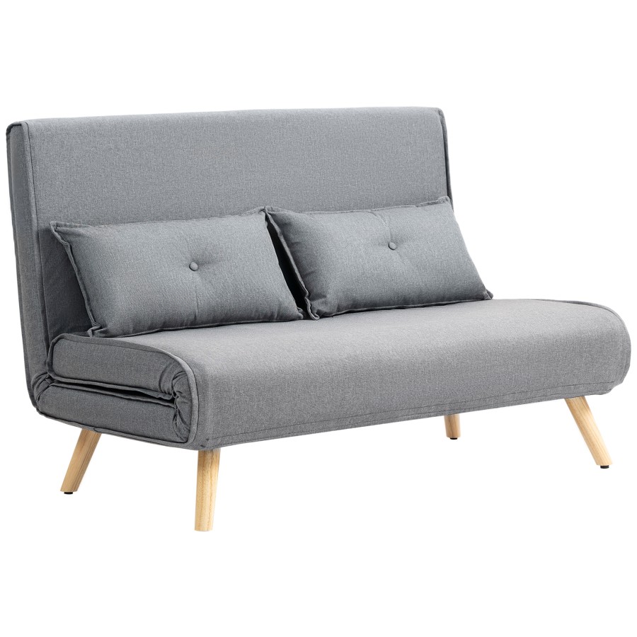 Click to view product details and reviews for Homcom 2 Seater Sofa Bed Click Clack Convertible Bed Settee With Adjustable Backrest Modern Linen Feel Fabric Recliner Sofa Couch With Pillows For L.
