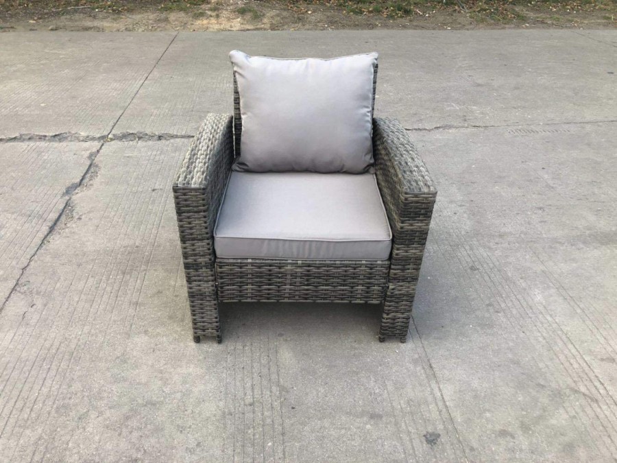 High Back Rattan Outdoor Garden Furniture Arm Chair Patio Furniture With Thick Seat And Back Cushion