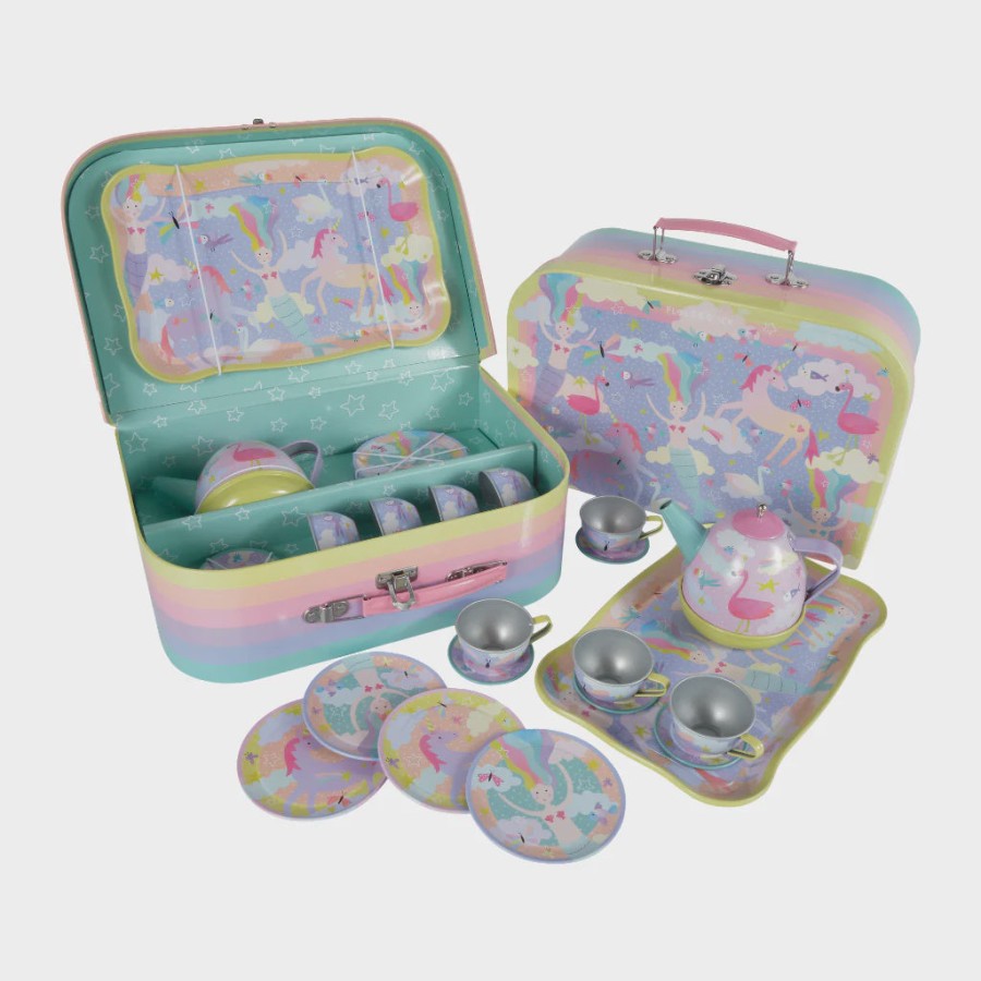 Musical Toy Tin Tea Set 15 Pieces - Fantasy