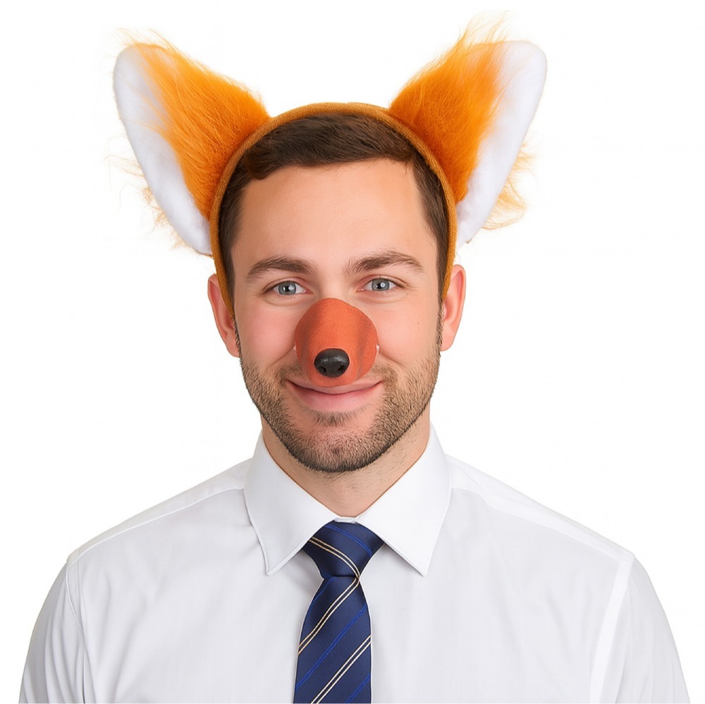 Nick Fox Costume | 4 Pcs | Ears, Tie, Thin Tail & Nose