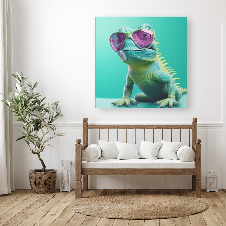 Click to view product details and reviews for Happy Splashart Iguana Wearing Glasses Canvas Large 30 X 30.