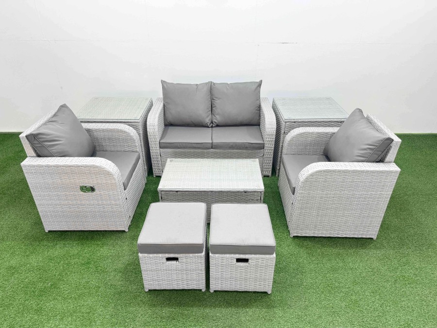 Click to view product details and reviews for Fimous Light Grey Pe Wicker Rattan Garden Furniture Set Sofa Set Reclining Adjustable Chair Rectangular Coffee Table 6 Seater 2 Small Stools 2 Side Ta. Click to view product details and reviews for Fimous Light Grey Pe Wicker Rattan Garden Furniture Set Sofa Set Reclining Adjustable Chair Rectangular Coffee Table 6 Seater 2 Small Stools 2 Side Ta.