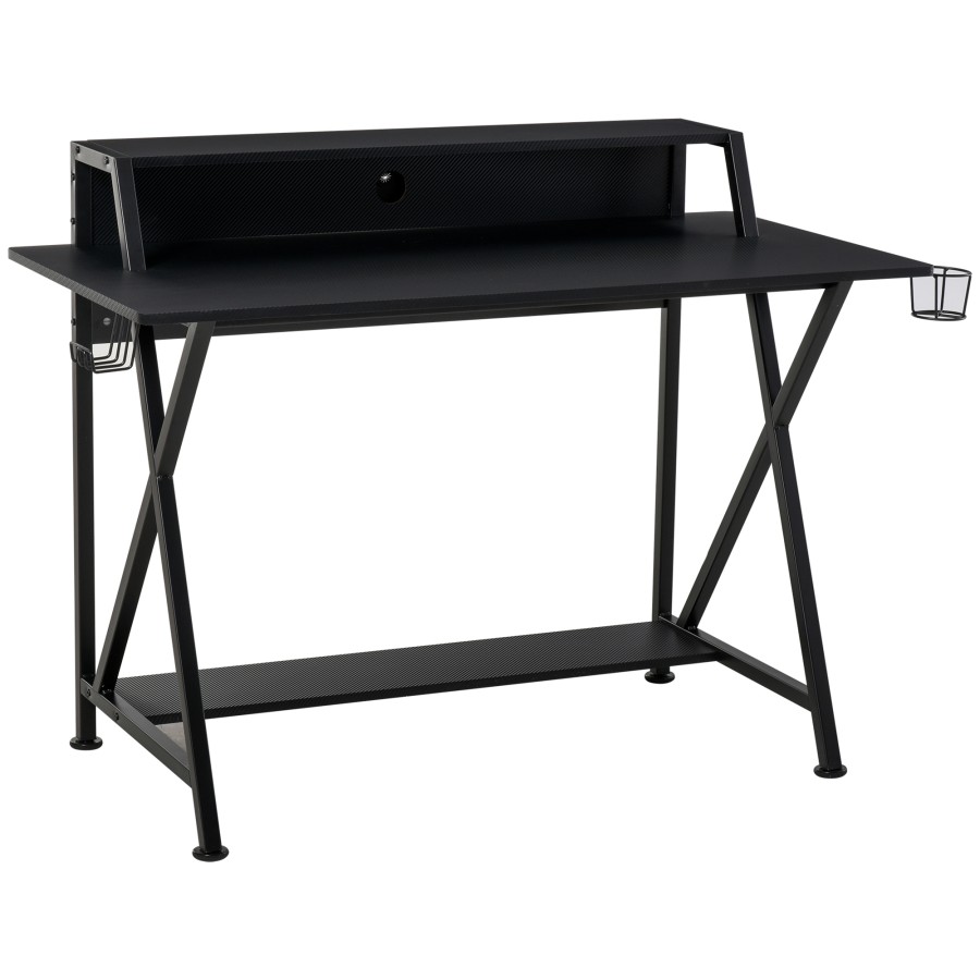 Click to view product details and reviews for Homcom Racing Gaming Desk Carbon Fiber Style Computer Table W Elevated Monitor.
