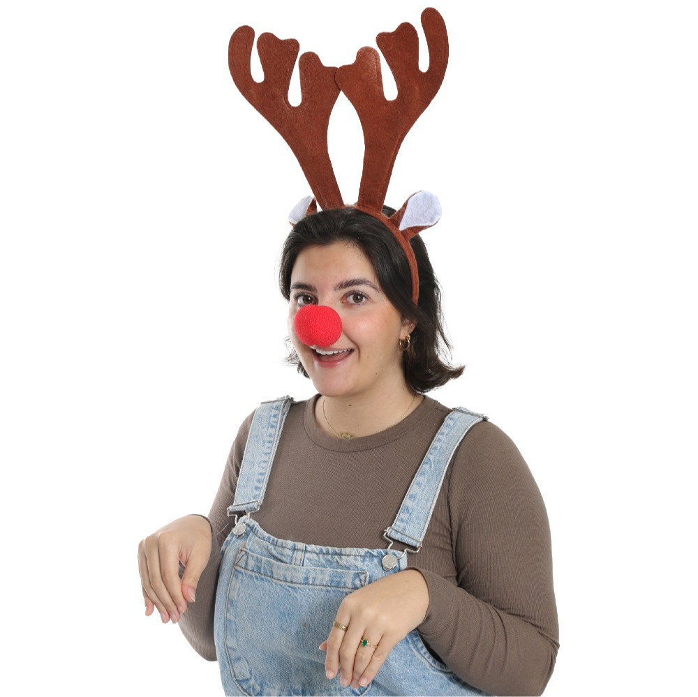 WHOLESALE Reindeer Antlers Headband with Red Nose (Pack of 96)