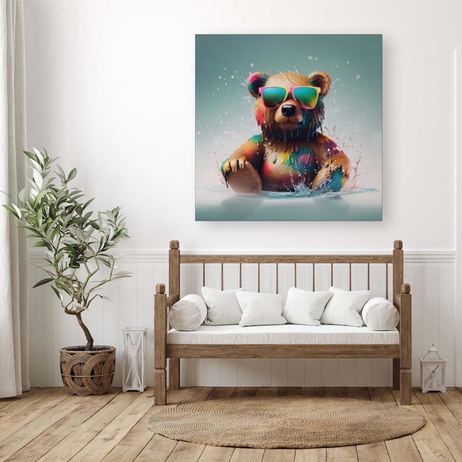 Click to view product details and reviews for Splashart Bear In Glasses Canvas Large 30 X 30.