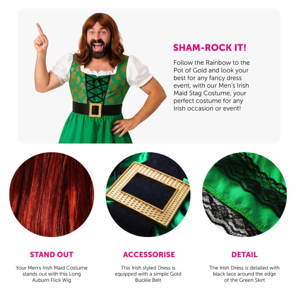 Men's Green Irish Stag Do Dress + Wig