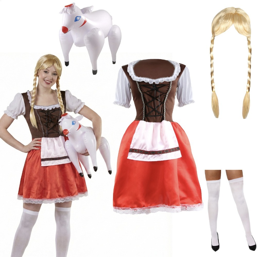 Click to view product details and reviews for Ladies Heidi Costume 4 Pcs Dress Plait Wig Stockings Inflatable Sheep Large.