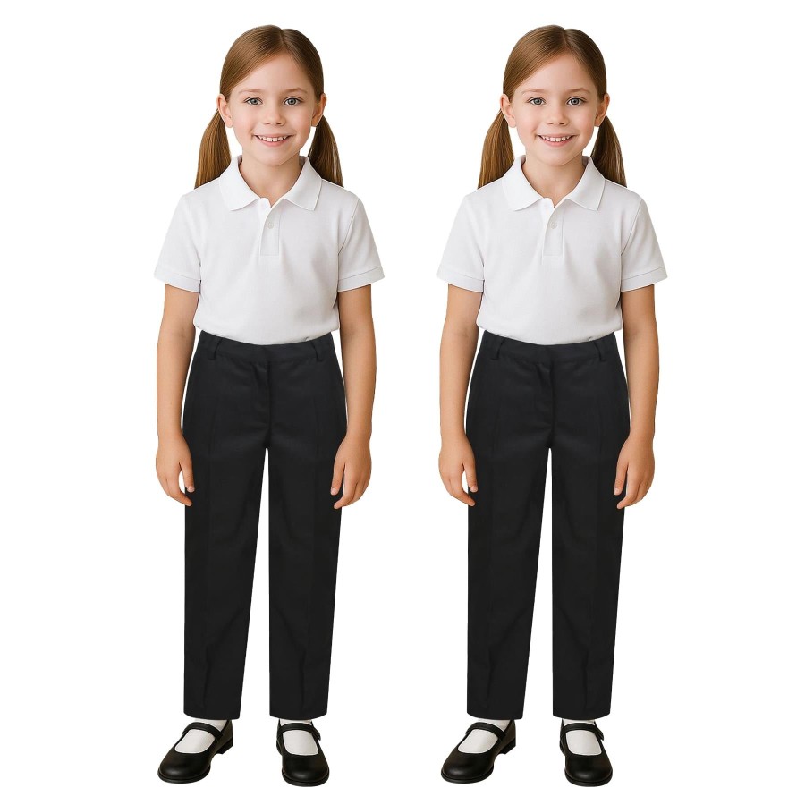 Click to view product details and reviews for Kids Girls 2 Pack Teens School Uniform Pant Slim Fit Teflon Coated School Pants 15 16 Years Black.
