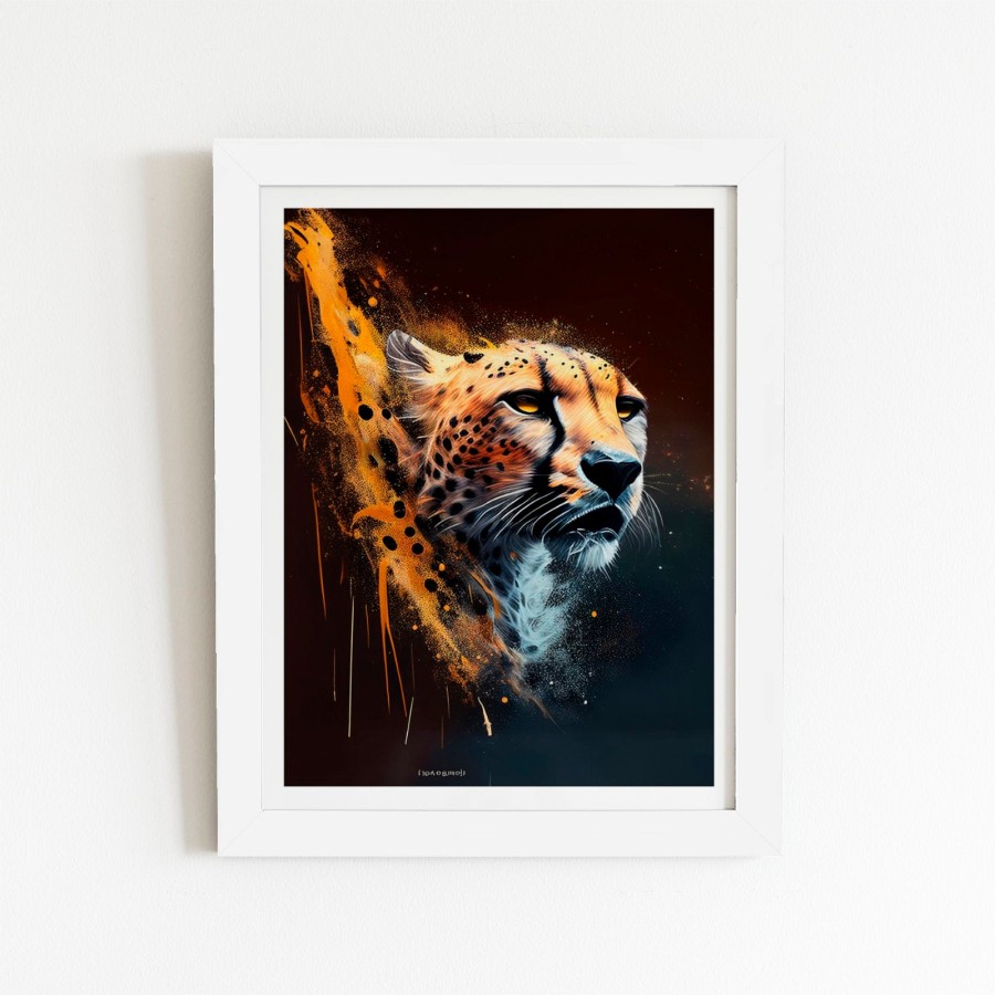 Click to view product details and reviews for Cheetah Face Splashart Dark Background Art Prints 8 X 10 White Frame.