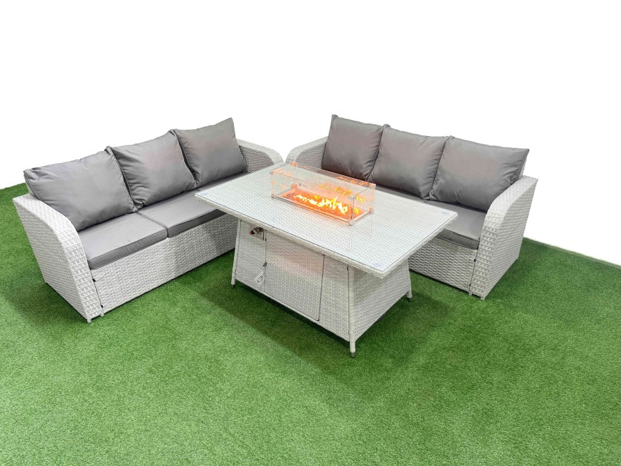 Click to view product details and reviews for Fimous Outdoor Garden Furniture Sets 6 Seater Wicker Rattan Furniture Sofa Sets With Firepit Dining Table High Back Lounge Sofa Light Grey. Click to view product details and reviews for Fimous Outdoor Garden Furniture Sets 6 Seater Wicker Rattan Furniture Sofa Sets With Firepit Dining Table High Back Lounge Sofa Light Grey.